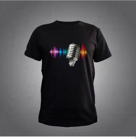 Resim Herşey Nota Mikrofon Renkli Siyah T-shirt Unisex 001 