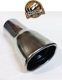 Resim EGZOZCUM 60 Mm. Rüzgar Sesli Tek Kapaklı Antipas Iç Kaplamalı Yassı Nikelaj Egzoz Eksoz Ucu 