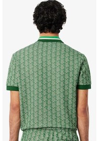 Resim Lacoste Classic Fit Monogram Polo T-shirt Erkek Polo Yaka Tişört Yeşil Yeşil 