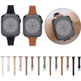 Resim Sones iOS UyumluWatch Ultra 2 49mm T-şekilli İnce Hakiki Deri Watch Kordon 
