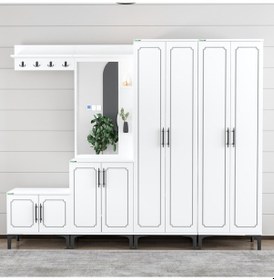 Resim Garaj Home Aynalı Portmanto Raflı Vestiyer Çok Renkli 