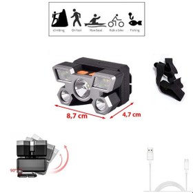 Resim 3 Aydınlatma 1 Selektör Oynar Başlı 9 Led Işık Kafa Lambası 4 Mod Kafa Feneri Siyah - Gri 