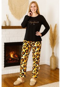Resim Remsa Kadın Leopar Desen Saphire Pijama Takımı 0466 Siyah03 Siyah03 