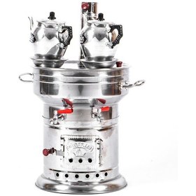 Resim 12 Litre Semaver 2 Adet Alüminyum Demlik Çift Çeşme İçt 