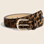 Resim Kadınlar için Leopar Desenli PU Kemer - Altın Tonlu Yarım Daire Tokalı, Retro Sokak Stili Çok Amaçlı Aksesuar: Kot Pantolon, Elbise ve Akşam Kıyafetleri İçin, Cesur Desen, Şık Tasarım 