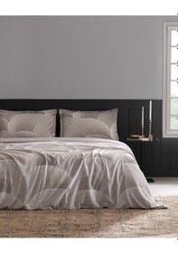 Resim Madame Coco Rochelle Çift Kişilik %100 Pamuk Baskılı Saten Nevresim Takımı - Bej Ekru 