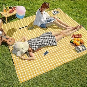 Resim 1 adet Taşınabilir Açık Katlanabilir Piknik Matı, Çim Matı, Kamp Battaniyesi Alüminyum Film ile Yapılmış, Dayanıklı Non-Woven Kumaş, Hafif ve Taşınması Kolay, Kamp, Plaj, Bahar Gezileri ve Açık Hava Toplantıları için Mükemmel, Piknik Battaniyesi 