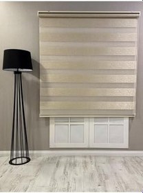 Resim Delüks Zebra Stor Perde Geniş Plise, Bej, 100 x 260 