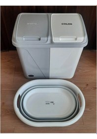 Resim Bayev Ikili Set - Bölmeli 60 Lt Kirli Çamaşır Sepeti Ve Katlanır Çamaşır Sepeti 2'li 30 30 Diğer 