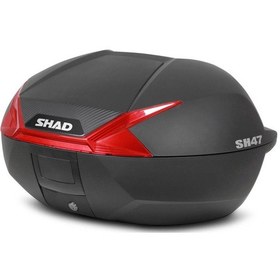 Resim Motosiklet Kurye Arka Top Case Çanta Kırmızı Reflektör Kilitli Shad Motor Çantası Bagaj Hacim 47 Lt Çok Renkli 