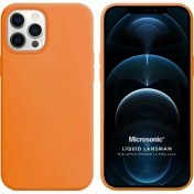 Resim Apple Iphone 12 Pro Max Kılıf Liquid Lansman Silikon Turuncu Microsonic