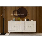 Resim Honest Konsol Tv Sehpası Çok Amaçlı Dolap 150 Cm Beyaz Gümüş 