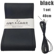 Resim 36cm/40cm Yumuşak Direksiyon Kılıfı Evrensel Deri Örgü Kulp Kılıfı İğne Ve 40cm Black 1set 40cm Black 1set 