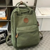 Resim Gençler için Hafif Kadife Sırt Çantası - Zeytin Yeşili, Ayarlanabilir Askılar, 35.56cm Laptop Bölmesi, Lise ve Üniversite İçin Günlük Kullanım Yüksek Okul & Kolej Çantası Ön Fermuarlı Cep ile, Okul için Sırt Çantası 