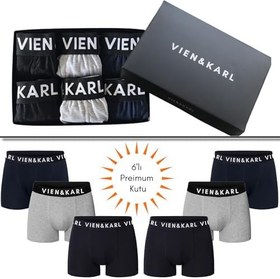 Resim VIEN&KARL 6'lı Premium Kutu, Erkek Boxer, Pamuklu, Likralı, Erkek İç Çamaşırı Külot 