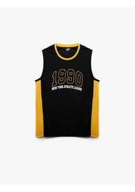 Resim Koton Kolsuz Bisiklet Yaka Renk Kontrastlı Kolej Baskılı Spor Atleti Siyah 6wam30003nk Siyah 