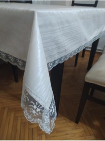 Resim Masa Örtüsü Pvc Dantel Kenar Çizgili Desen 