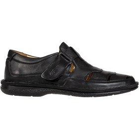 Resim Dr. Flexer Dr.Flexer 816607 Hakiki Deri Erkek Büyük Numaralı Sandalet Siyah 