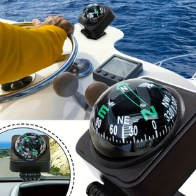Resim 1 Adet Katlanabilir Araç Gösterge Pano Pusulası, Ayarlanabilir Navigasyon Topu, Dayanıklı ABS Malzeme, Arabalar, Gemiler ve Kamyonlar İçin Uygun, Açık Hava Seyahati, Tatil, Off-Road, Kamp, Bisiklet, Yürüyüş, Orman, Balık Tutma, Sal ve Eğitim Eğitimi 
