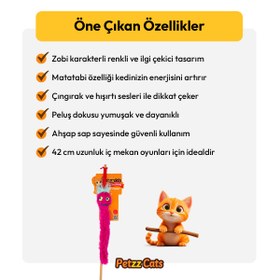 Resim PetzzCats Zobi Matatabi ve Çıngırak Sesli Kedi Oltası Oyuncağı Pembe 42 Cm 