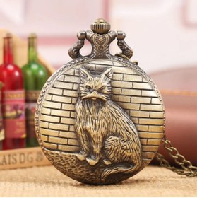 Resim keyfimshop Kişiye Özel Kedi Kabartmalı Büyük Boy Köstekli Saat 