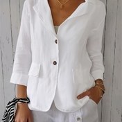 Resim Kadın Blazer - Gevşek Fit Ceket, Notch Lapel, Üç-Çeyrek Kollu Ofis ve Parti Kaban, Kolay Bakım Profesyonel Dış Giyim, Çok Yönlü Giyim, Klasik Tasarım, Dayanıklı Kumaş, İş Kıyafeti, Klasik Stil, Yüksek Kaliteli Malzeme, Çalışan Kadınlar 
