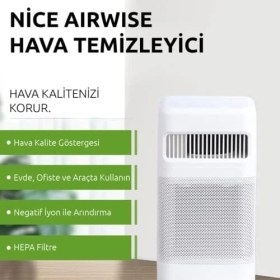 Resim Ecovibe Nice Airwise Oda Hava Temizleyicisi, HEPA13 Filtrasyon, 24W, Beyaz 