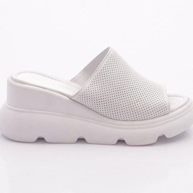 Resim Dgn 010-10765 Kadın Kalin Taban Terlik Beyaz 