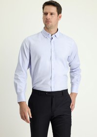 Resim Açık Mavi Uzun Kol Regular Fit Oxford Pamuk Gömlek 