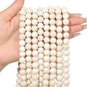 Resim 15 İnç Doğal Taş Beyaz Howlite Aralayıcı Boncuklar 4mm-12mm (0.16"-0.47") Çatlak Desenli - Kolyeler, Bilezikler için DIY Takı Yapımı, El Sanatları Malzemeleri & Noel Hediyeleri, Boncuklu Bileklikler, Benzersiz Desenler 