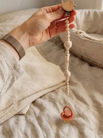 Resim My Kids Room İsme Özel Doğal Ahşap Emzik Zinciri - Kişiye Özel Bebek Emzik Askısı ve Tutucu 