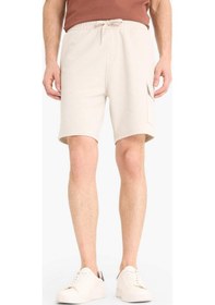 Resim Defacto Regular Fit Dokulu Düz Paça Kargo Cepli Basic Düz Şort B8796AX24SM Bej 