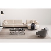 Resim Vivense Mundo Uzanmalı Köşe Koltuk Takımı, Krem, Siyah Ayak 