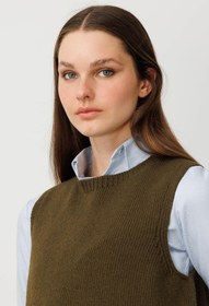 Resim Sıfır Yaka Cep Üstü Çiçek Nakışlı Süveter - Taba / XL 