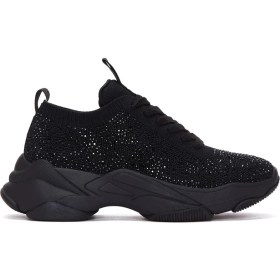 Resim Derimod Zero Kadın Siyah Bağcıklı Kalın Tabanlı Taşlı Kumaş Sneaker 25AFD43006F 