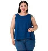 Resim Büyük Beden Arkadan Bağlama Detaylı Şifon Lacivert Bluz-lacivert Lacivert 