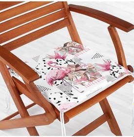 Resim RealHomes Bal Peteği Temalı Flamingo Motifli Fermuarlı Sandalye Minderi 