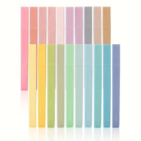 Resim 20 adet FUNFULL Pastel Uçlı Vurgulayıcılar, Kanamayan Mürekkep, Su Geçirmez, Çeşitli Renklerde, Çizim, Boyama, Renklendirme, İşaretleme ve Karton Kullanımı için, Sanat ve Okul Malzemeleri 