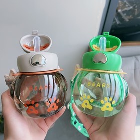 Resim Mini Sevimli Bardak Pipetli Ve Omuz Askılı, Okul Su Şişesi, Açık Hava Sporları Su Bardağı 