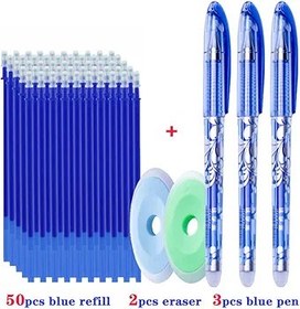 Resim MROOFUL 55 Adet/Lot Magic Silinebilir Kalem Yedek Kalem Çubuk Ayı Kedi Silinebilir Jel Kalem Seti Yıkanabilir Sap 0,5 mm Silinebilir Mürekkep Kalem Yazı Malzemeleri Mavi 