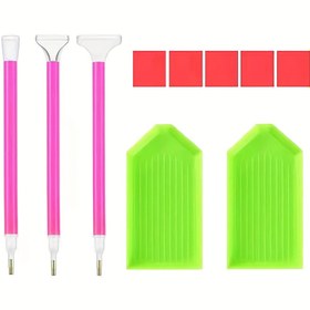 Resim 10 adet Elmas Boyama Kiti 5D elmas boyama DIY araç aksesuarları temel malzeme kiti, nokta delme kil, nokta delme tepsisi, nokta delme kalemi, zanaatkarlar için gerekli temel malzemeler, giriş aksesuarları 