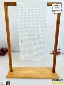 Resim Nohut Kız / Erkek Bebek Battaniyesi Kundağı Çift Katlı %100 Pamuklu Çok Amaçlı Örtü 90x85cm Ekru 