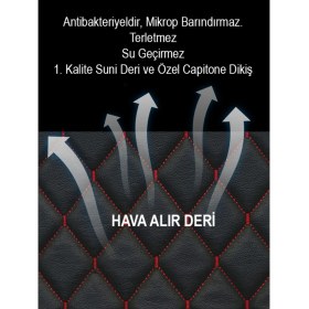 Resim Siyah Kırmızı Kumaş ve Deri Kaplama 2'li Koltuk Minderi Seti 