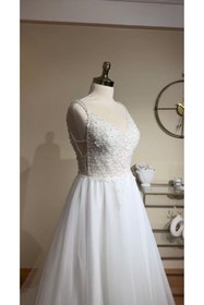 Resim MODA Helen Model Gelinlik-Askılı-İnci Detaylı Transparan beden 