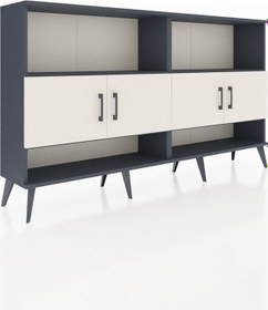 Resim Arges Konsol 4 Raflı 4 Kapaklı 176x30x99 Antrasit-aytaşı/antrasit Antrasit-aytaşı/antrasit 