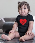 Resim venüsdijital Kalp Dad Tasarım Siyah Bebek Zıbın Body 