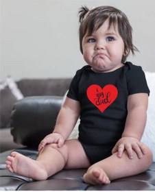 Resim venüsdijital Kalp Dad Tasarım Siyah Bebek Zıbın Body 