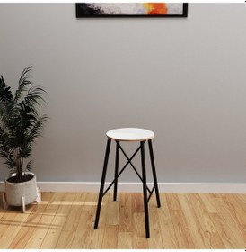 Resim Beyaz Mermer Desenli Bar Sandalyesi Bar Taburesi Mutfak Sandal 