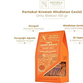 Resim Naturca Anatolia Portakal Kremalı Hindistan Cevizi Unlu Bisküvi 100 gr 
