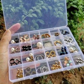 Resim 24 Bölmeli Şeffaf Plastik Takı Organizatör Kutusu Ayarlanabilir Bölücülerle - Küpeler, Yüzükler, Kolyeler ve El Sanatları Boncukları Saklamak İçin Mükemmel, Takı Depolama Çözümü | Ayarlanabilir Bölmeler | Dayanıklı Saklama Kabı, Takı Organizatörü 